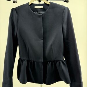 Mango Navy peplum ruffle bottom suit jacket (314)